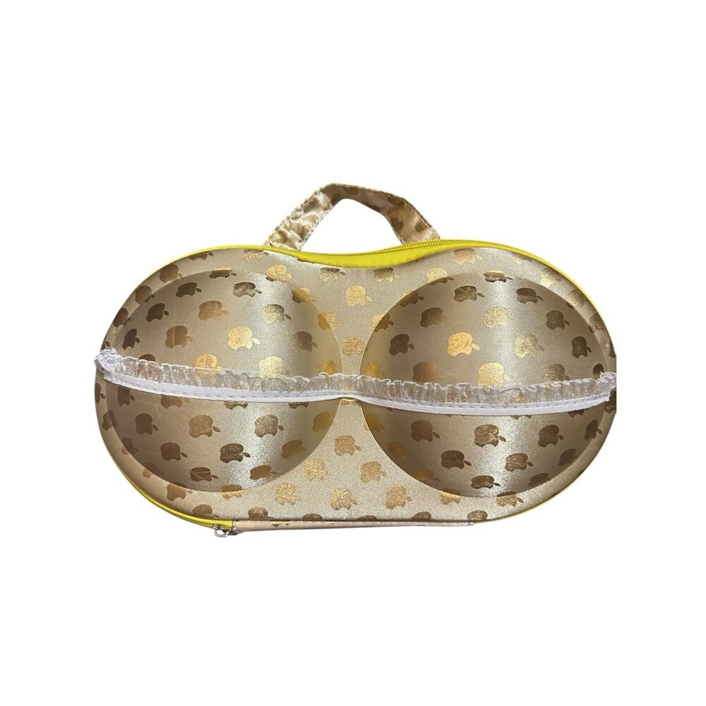 Travel Case to Protect Bra Gold apple Prints Organizer Bra Bag Zipped Carrier